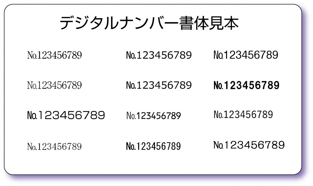 デジタルナンバー書体見本